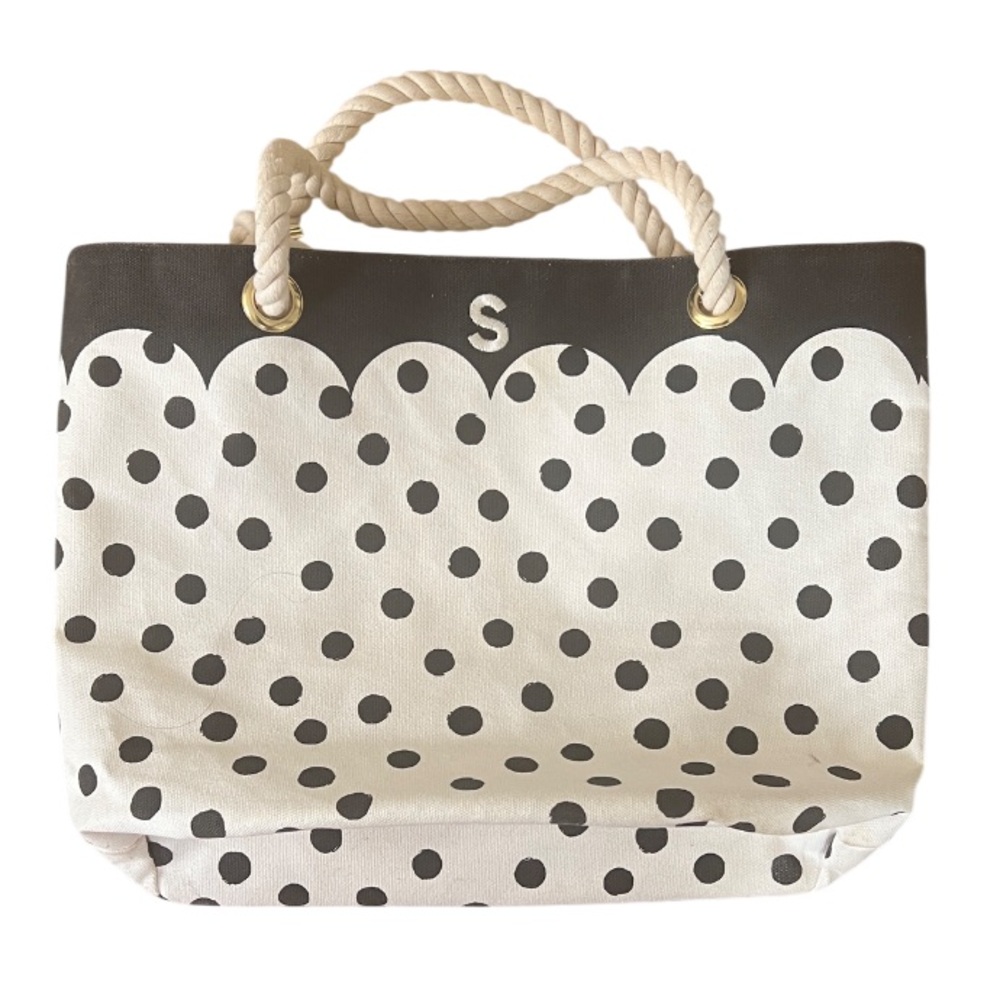 Pottery Barn Polka Dot Tote Bag with Rope Handles